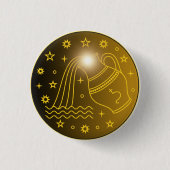 Wassermann-Sternzeichen-Emblem | Minimales Himmels Button (Vorderseite)