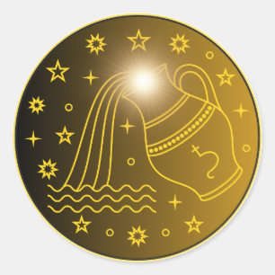 Wassermann-Sternzeichen-Emblem Minimales Himmels Runder Aufkleber