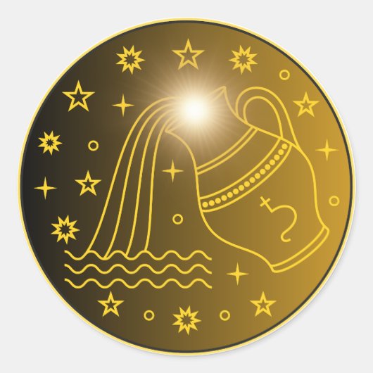 Wassermann-Sternzeichen-Emblem | Minimales Himmels Runder Aufkleber (Vorderseite)