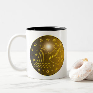 Wassermann-Sternzeichen-Emblem Minimales Himmels Zweifarbige Tasse