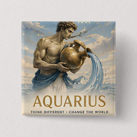 Wassermann-Sternzeichen Geburtstags-Astrologie-Ges Button (Vorderseite)