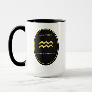Wassermann-Sternzeichen Gold Oval Emblem Tasse L