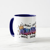Wassermann-Sternzeichen-Graffiti Tasse (Vorderseite Links)