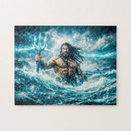 Wassermann-Sternzeichen mit Dreizack-Krieger im st Puzzle