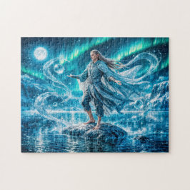 Wassermann-Sternzeichen mit mondbeschienenem Wasse Puzzle