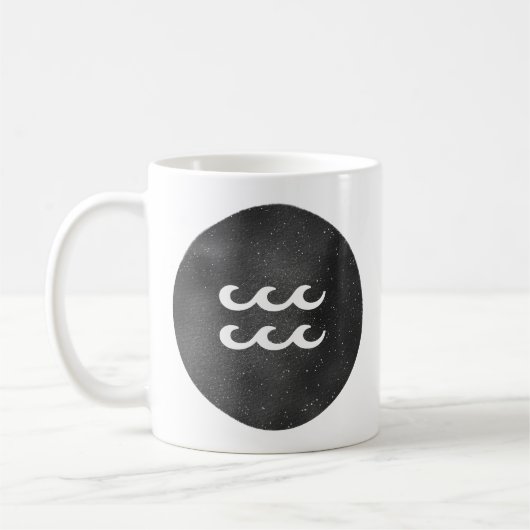 Wassermann-Sternzeichen Schwarz und Weiß Kaffeetasse (Links)