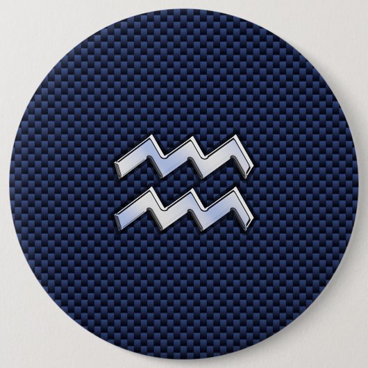 Wassermann-Sternzeichen-Symbol auf navyblauem Kohl Button (Vorderseite)