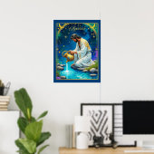 Wassermann-Sternzeichen unter einem sternenklaren  Poster (Heimbüro)