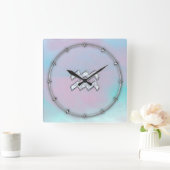 Wassermann-Tierkreis auf Perlmuttart Quadratische Wanduhr (Zuhause)