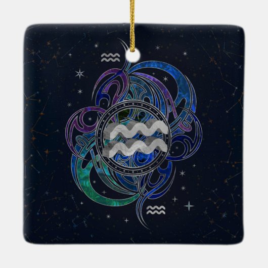 Wassermann-Tierkreis-Zeichen-Luft-Element Keramikornament (Rückseite)