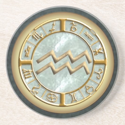 Wassermann-Tierkreis-Zeichen-Sandstein-Untersetzer Getränkeuntersetzer (Vorne)