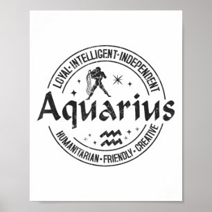 Wassermann Tugenden Vintage Style Sternzeichen Des Poster