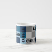 Wassermann-Vintager Schachbrett-Kaffee Espressotasse (Vorderseite)