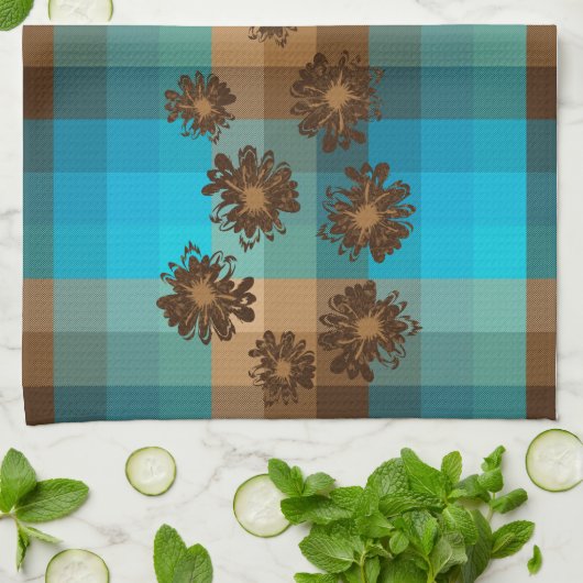 Wassermann-Vintages kariertes u. psychedelisches Geschirrtuch (Gefaltet)