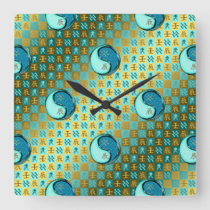 Wassermann & Wasser-Drache Quadratische Wanduhr
