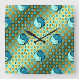 Wassermann & Wasser-Drache Quadratische Wanduhr