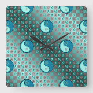 Wassermann & Wasser Kaninchen Quadratische Wanduhr