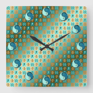 Wassermann & Wasser-Ratte Quadratische Wanduhr