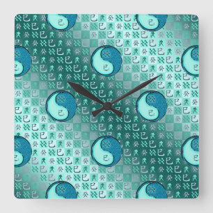 Wassermann & Wasser-Schlange Quadratische Wanduhr