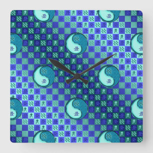 Wassermann & Wasserbüffel Quadratische Wanduhr