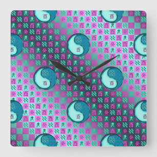 Wassermann & Wasserhahn Quadratische Wanduhr