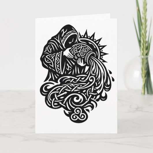 Wassermann - Wassermann - keltische Knotwork-Zodia Karte (Vorderseite)