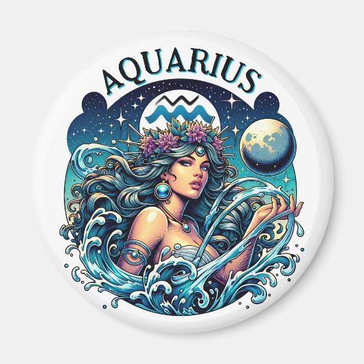 Wassermann Wassermann schöne Frau Astrologie Magnet (Vorne)