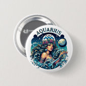 Wassermann Wassermann Schönes Astrologie-Weib Button (Vorne & Hinten)
