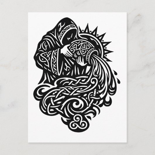 Wassermann Wasserträger — keltischer Knotwerk-Tier Postkarte (Vorderseite)