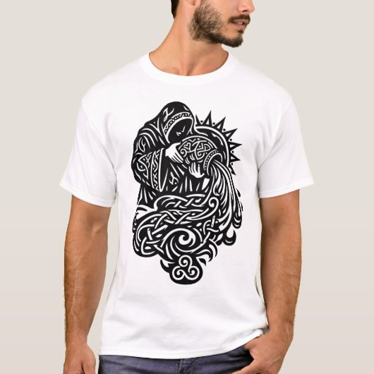 Wassermann Wasserträger — keltischer Knotwerk-Tier T-Shirt (Vorderseite)