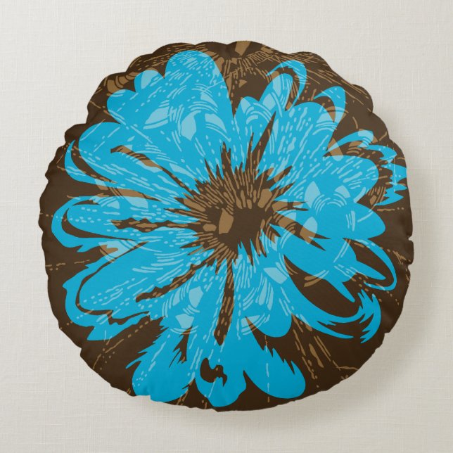 WassermannVintager psychedelischer Rundes Kissen (Vorderseite)