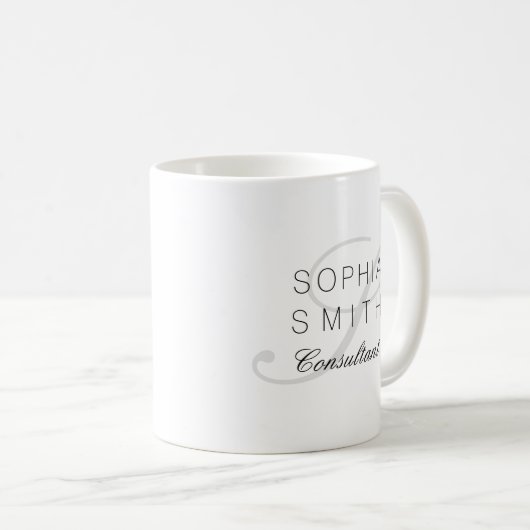 Wassermarke Minimalistisches Monogramm-eleganter Kaffeetasse (VorderseiteRechts)