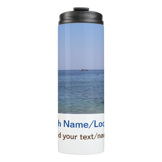 Wassermeer Strand Foto geben Namen Text Platz Somm Thermosbecher (Vorderseite)
