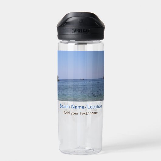 Wassermeer Strand Foto geben Namen Text Platz Somm Trinkflasche (Rückseite)