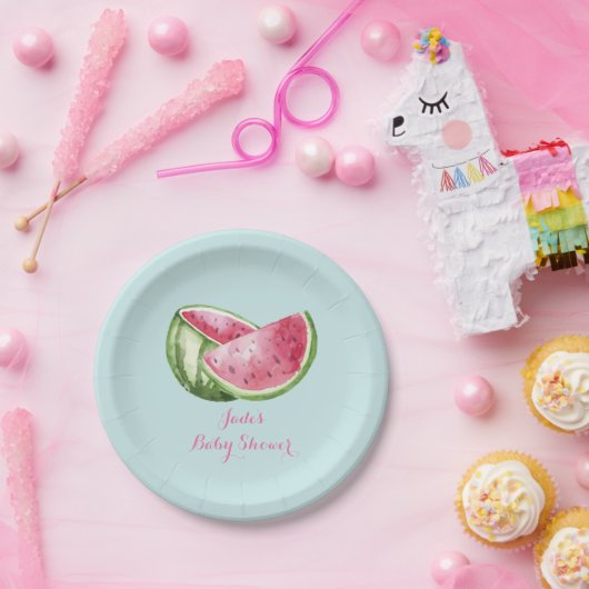 Wassermelon Babydusche Aqua Aquamarin Türkis Pappteller (Party)