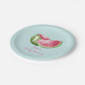 Wassermelon Babydusche Aqua Aquamarin Türkis Pappteller (Schrägansicht)