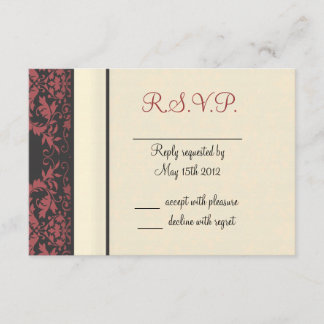 Wassermelon & Cream Damask Wedding RSVP Karte