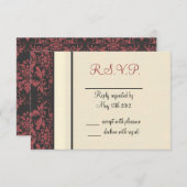 Wassermelon & Cream Damask Wedding RSVP Karte (Vorne/Hinten)