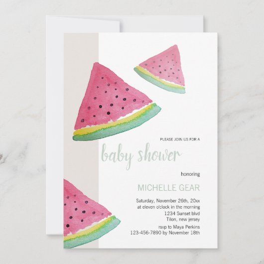 Wassermelon Illustration Einladung (Vorderseite)