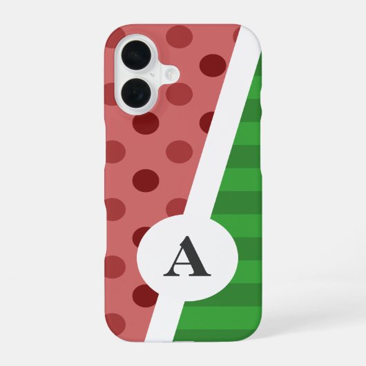 Wassermelon Polka Dot and Strip Pattern iPhone 16 Hülle (Rückseite)