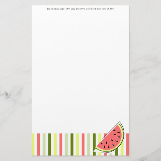 Wassermelon Slice Stripe Thin Text Briefpapier (Vorderseite)