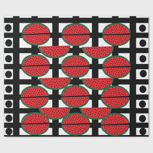 Wassermelon Summer Fruit Geometric Muster Geschenkpapier (Flach)