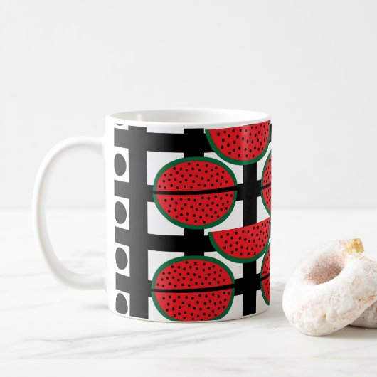 Wassermelon Summer Fruit Geometric Muster Kaffeetasse (Mit Donut)