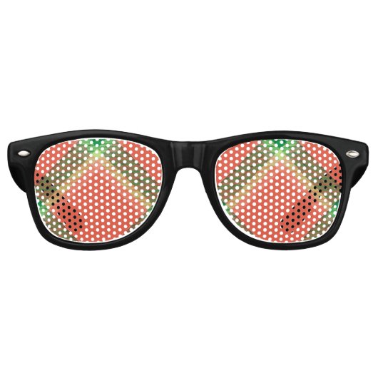 Wassermelon Tartan Retro Sonnenbrille (Vorderseite)