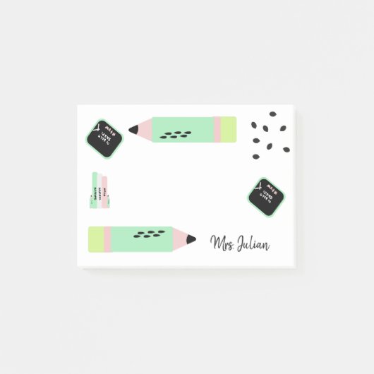 Wassermelon Thema Zurück zu Lehrern Name Post-it Klebezettel (Vorderseite)