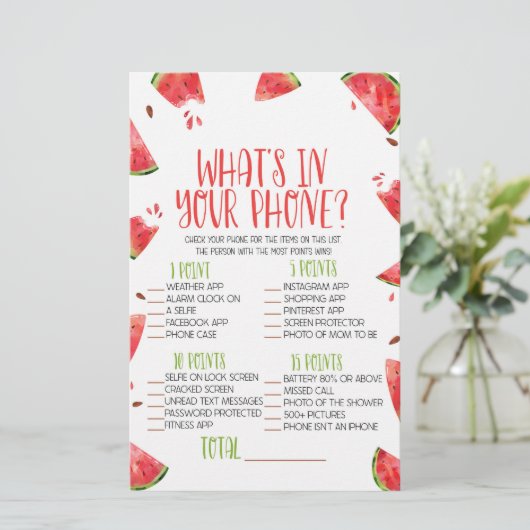 Wassermelon Was ist in Ihrem Telefon Baby Duschgam Briefpapier (Stehend Vorderseite)