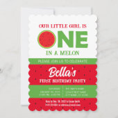 Wassermelone 1. Geburtstag Einladung mit Bild (Vorderseite)