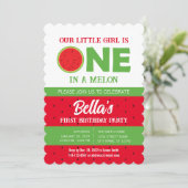 Wassermelone 1. Geburtstag Einladung mit Bild (Stehend Vorderseite)