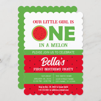 Wassermelone 1. Geburtstag Einladung mit Bild