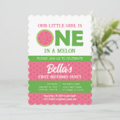 Wassermelone 1. Geburtstag Einladung mit Bild (Stehend Vorderseite)
